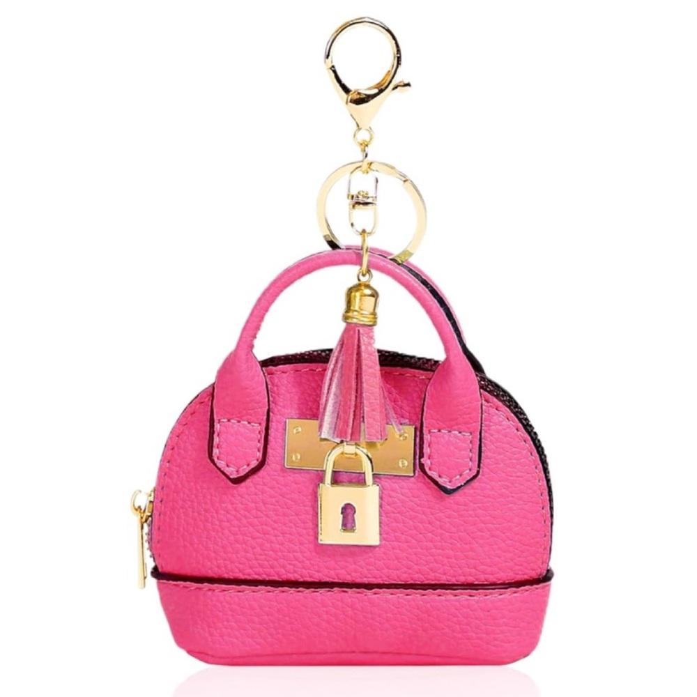 NEW Mini Purse Bag Charm Keychain Micro Pouch Bag Cles Compact Mini Wallet Pink